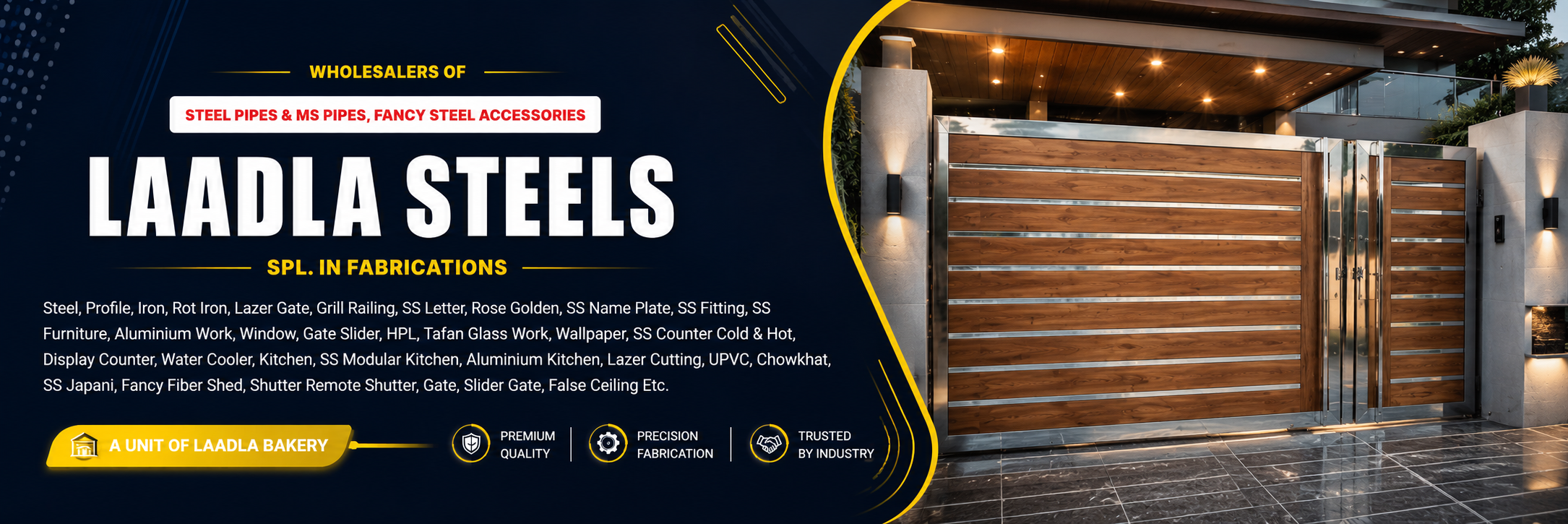 Laadla Steels custom fabrication work banner