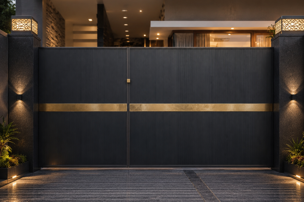 Modern steel gate fabricated by Laadla Steels